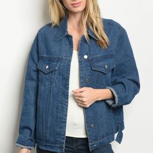 Denim Oversized Jacket w/ Laced Up Back